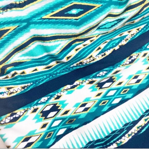 Jessica Simpson One-piece Swimsuit Teal and Navy with Gold Studs - Picture 15 of 16